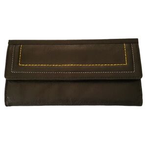 Gently used Black Leather Wallet with Gold/Silver stitching